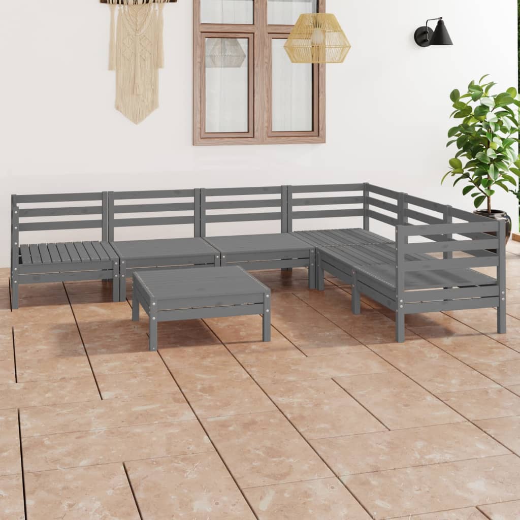 vidaXL 7-tlg. Garten-Lounge-Set Massivholz Kiefer Weiß