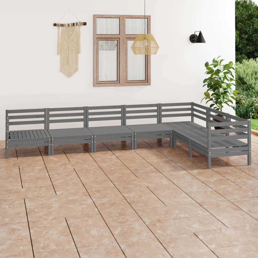 vidaXL 7-tlg. Garten-Lounge-Set Massivholz Kiefer