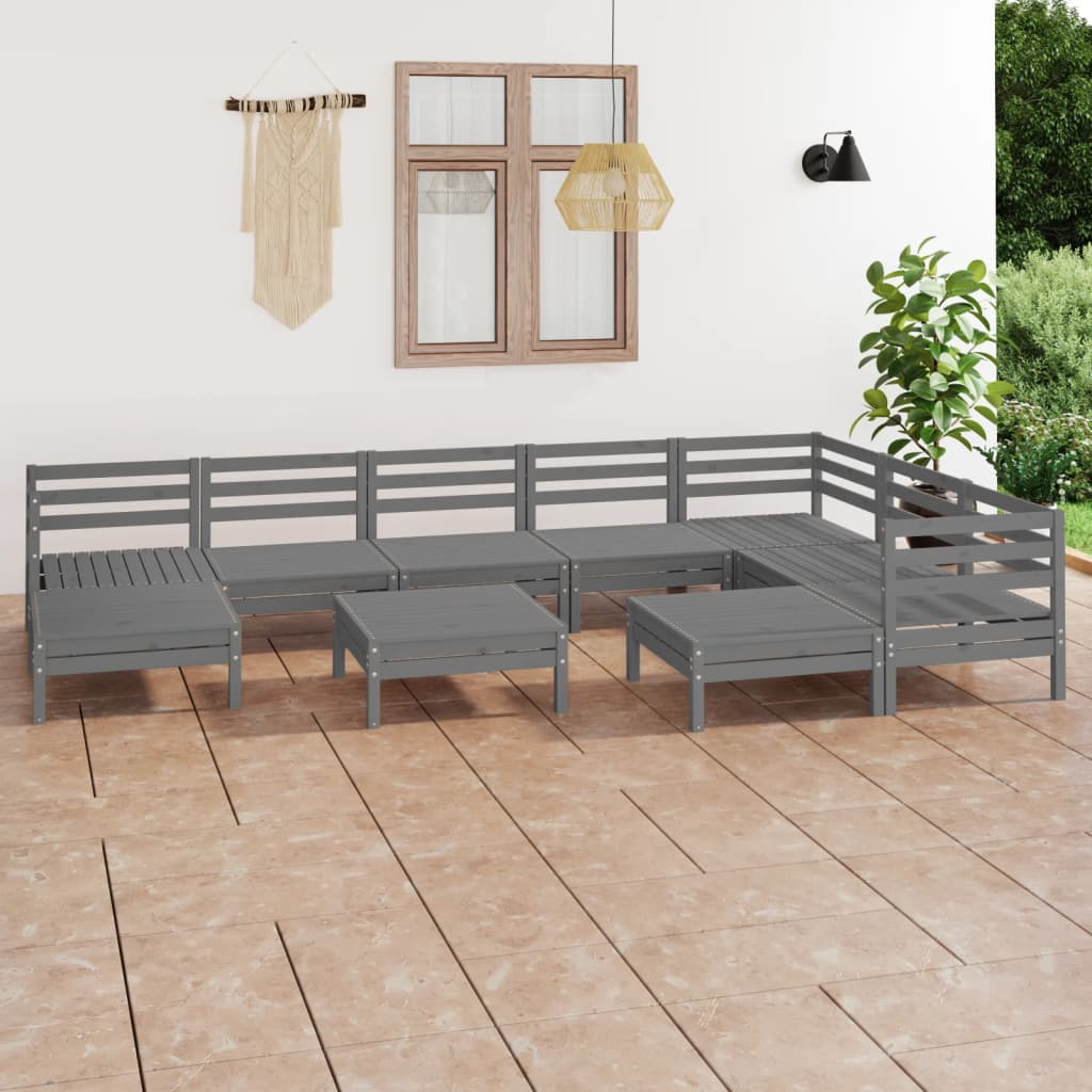 vidaXL 10-tlg. Garten-Lounge-Set Massivholz Kiefer