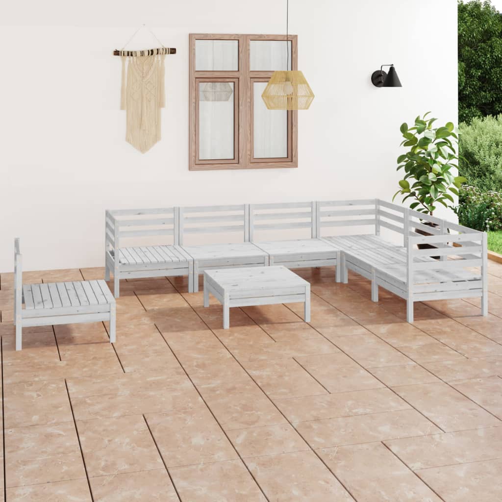 vidaXL 8-tlg. Garten-Lounge-Set Massivholz Kiefer Weiß