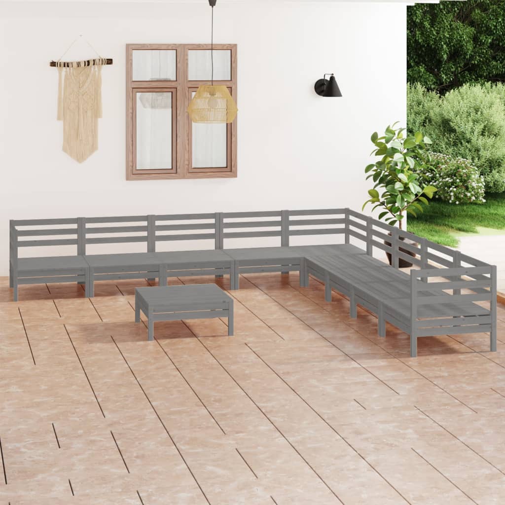 vidaXL 10-tlg. Garten-Lounge-Set Massivholz Kiefer