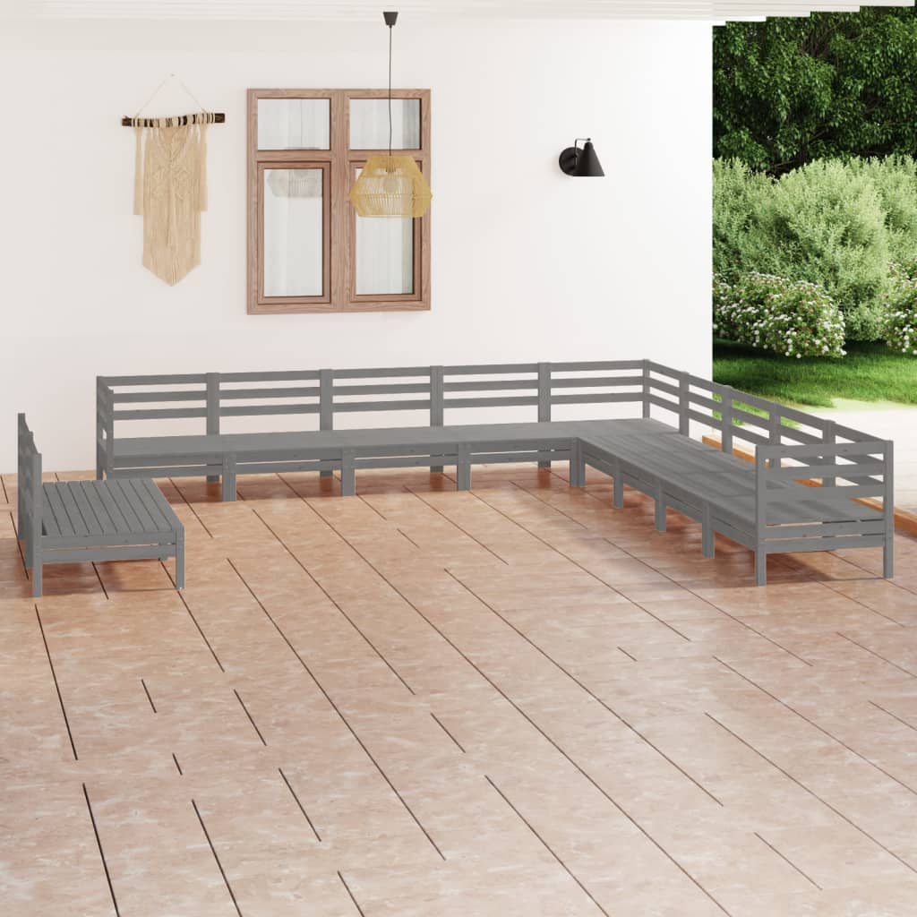vidaXL 11-tlg. Garten-Lounge-Set Massivholz Kiefer