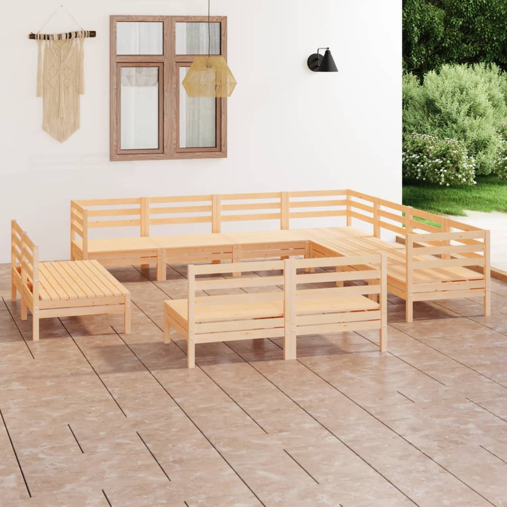 vidaXL 11-tlg. Garten-Lounge-Set Massivholz Kiefer