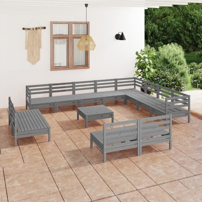vidaXL 13-tlg. Garten-Lounge-Set Massivholz Kiefer