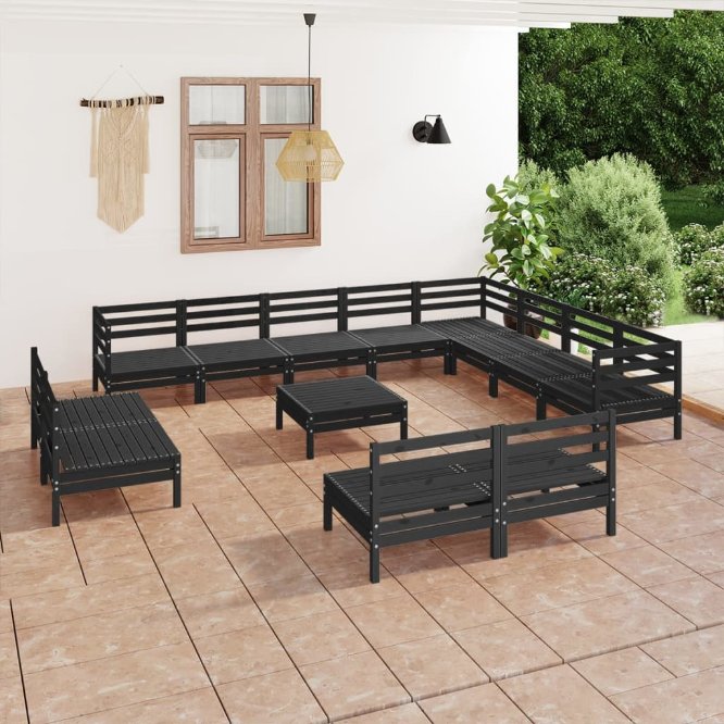 vidaXL 13-tlg. Garten-Lounge-Set Massivholz Kiefer