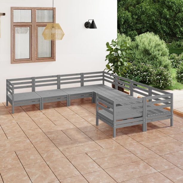 vidaXL 8-tlg. Garten-Lounge-Set Massivholz Kiefer