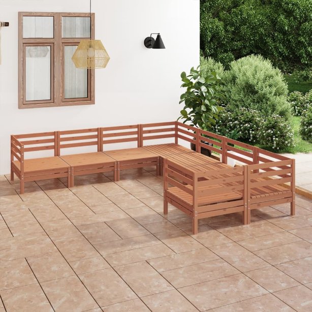 vidaXL 8-tlg. Garten-Lounge-Set Massivholz Kiefer