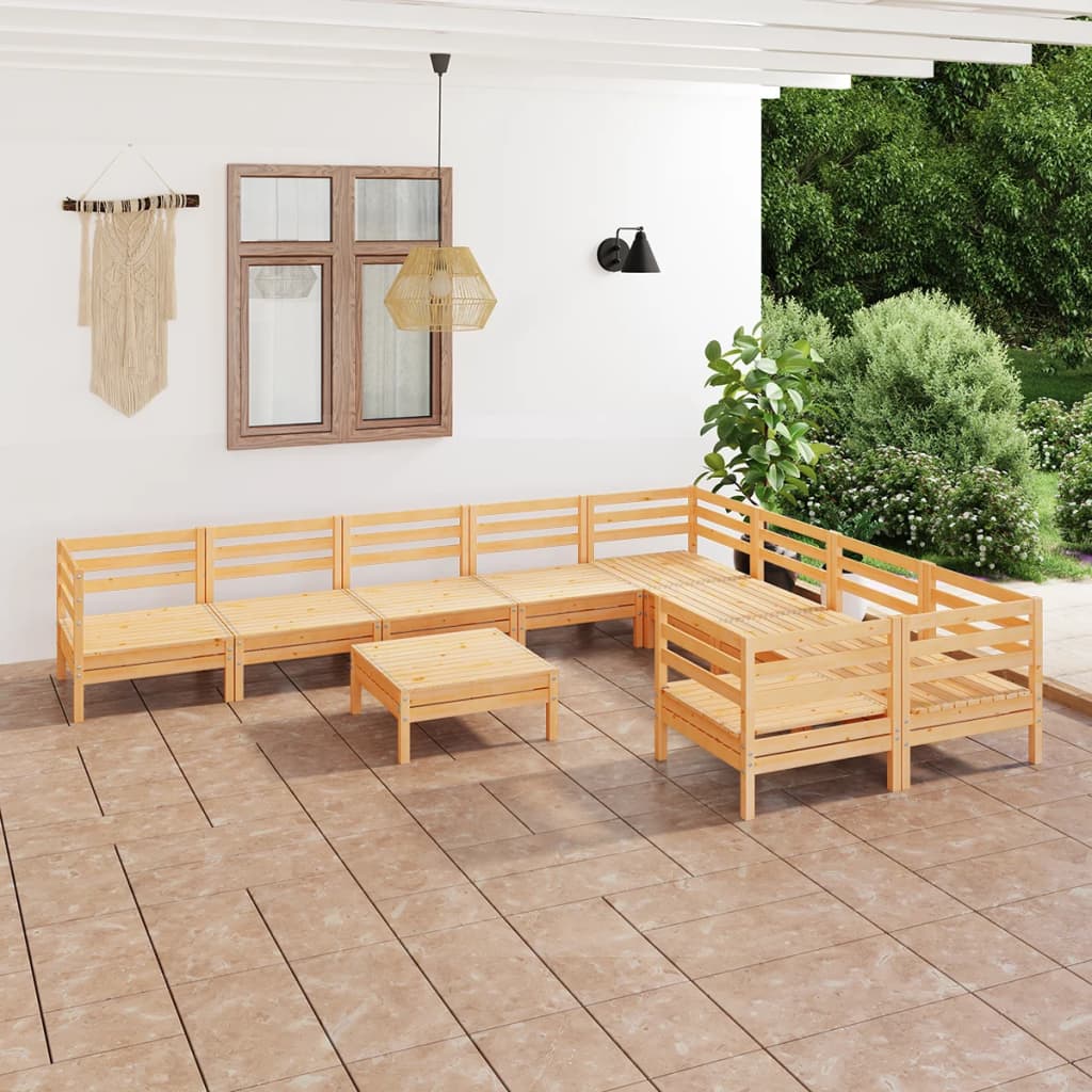 vidaXL 10-tlg. Garten-Lounge-Set Massivholz Kiefer