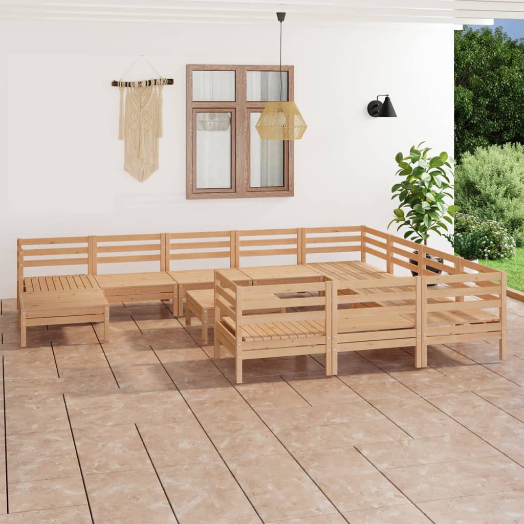 vidaXL 12-tlg. Garten-Lounge-Set Massivholz Kiefer