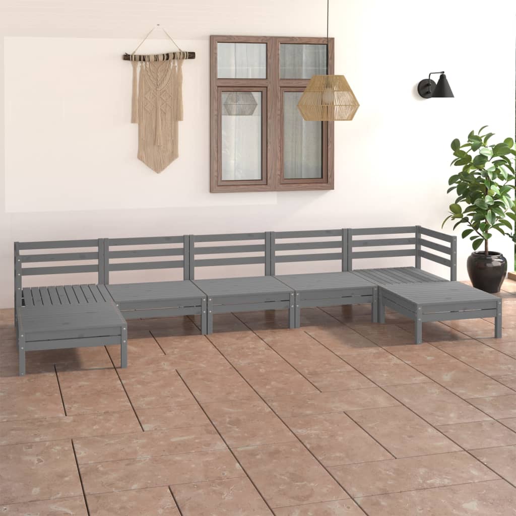 vidaXL 7-tlg. Garten-Lounge-Set Massivholz Kiefer