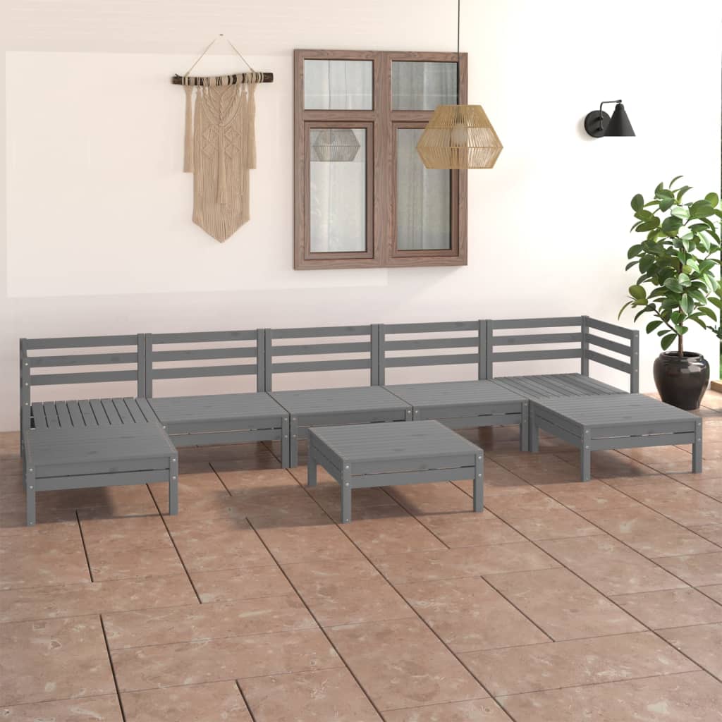 vidaXL 8-tlg. Garten-Lounge-Set Weiß Massivholz Kiefer
