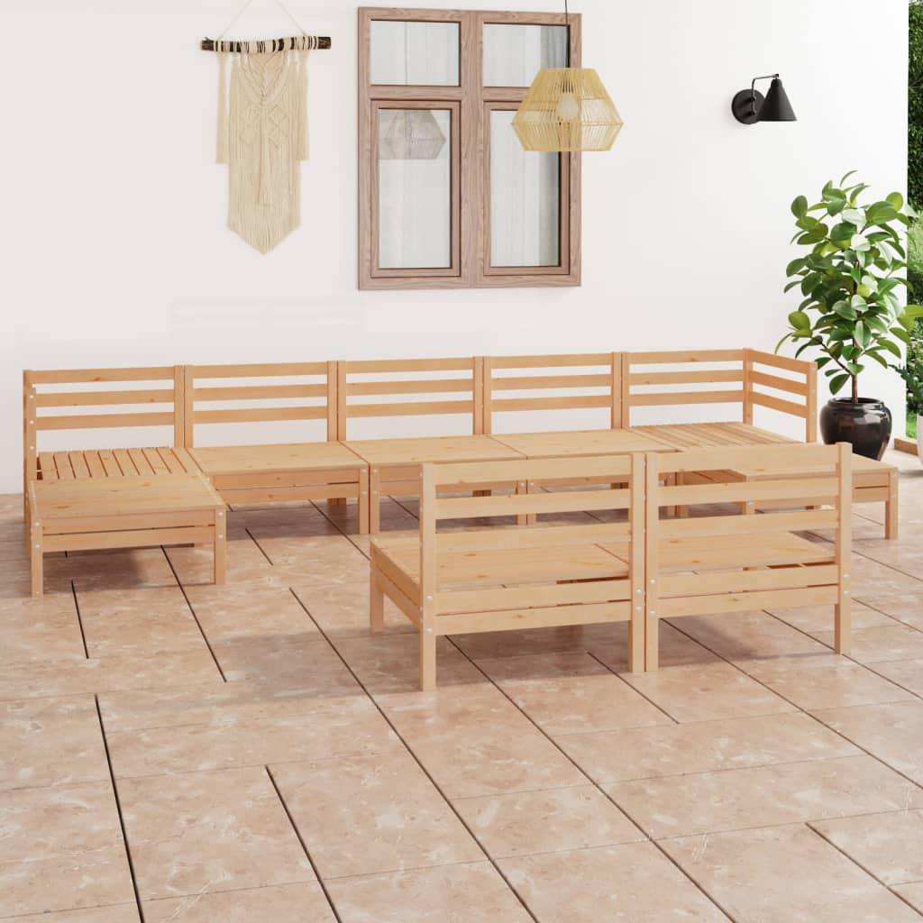 vidaXL 9-tlg. Garten-Lounge-Set Massivholz Kiefer