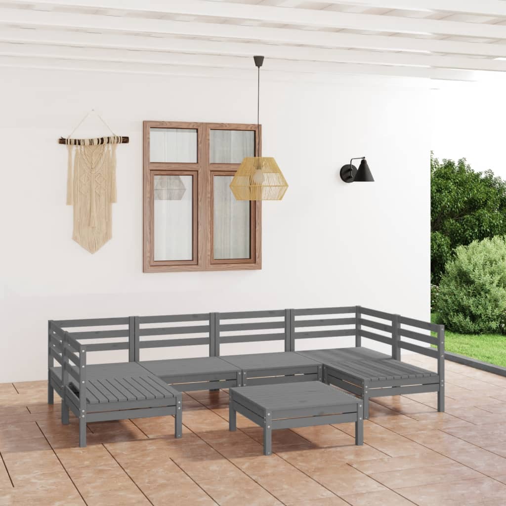 vidaXL 7-tlg. Garten-Lounge-Set Weiß Massivholz Kiefer