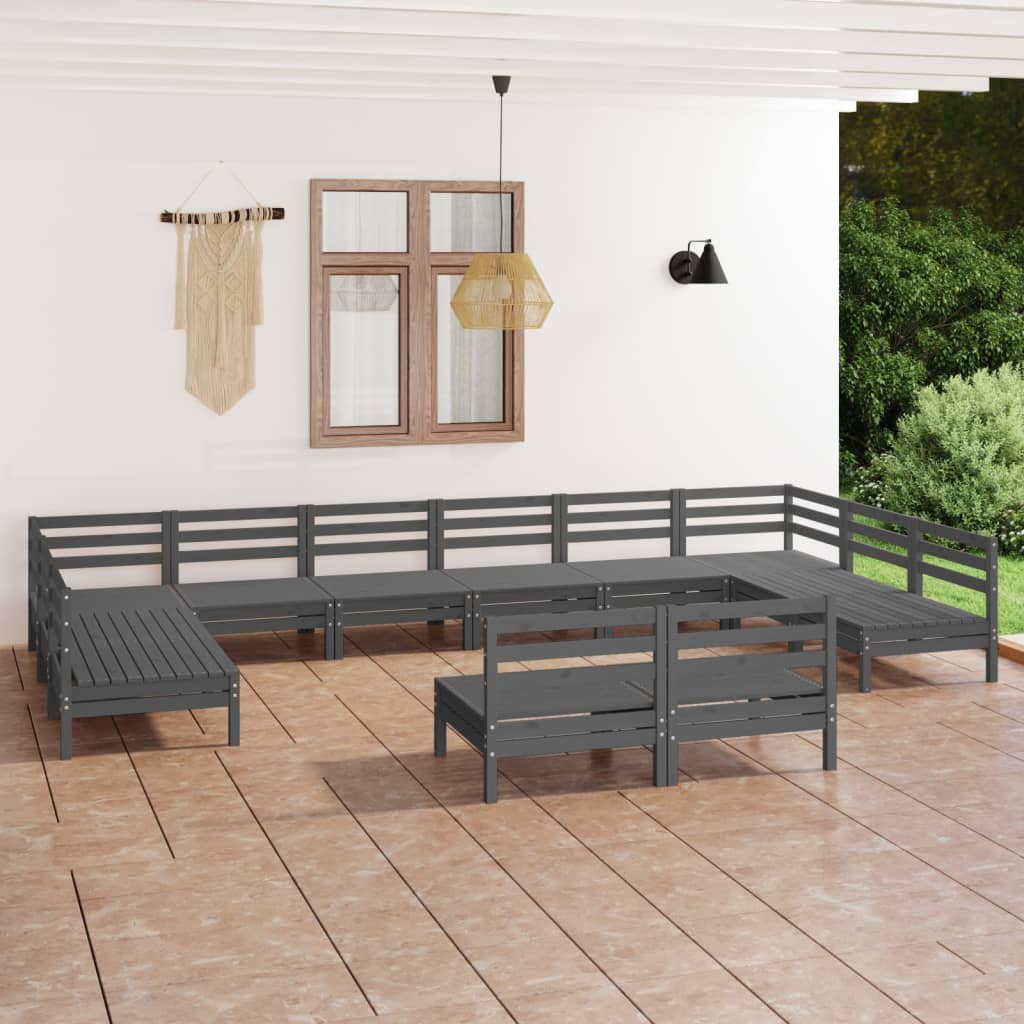 vidaXL 12-tlg. Garten-Lounge-Set Massivholz Kiefer
