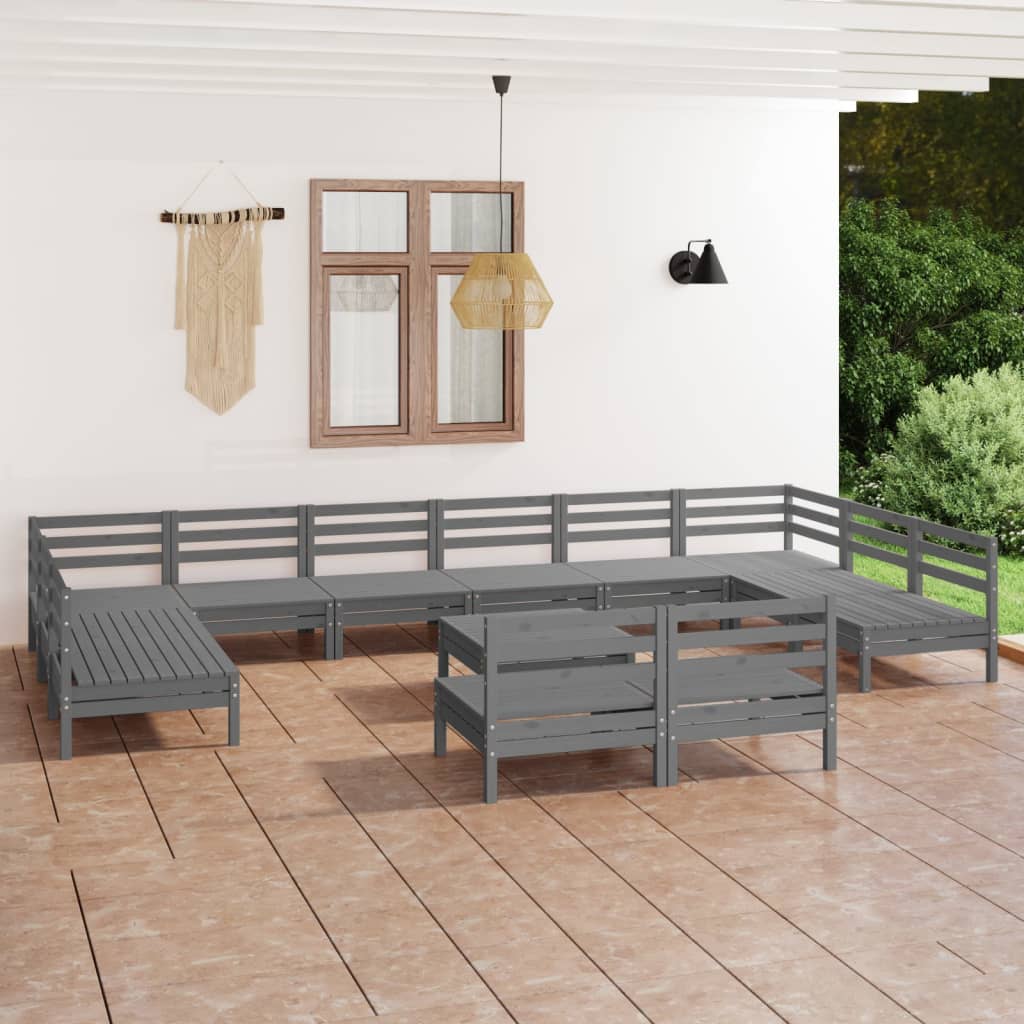 vidaXL 13-tlg. Garten-Lounge-Set Massivholz Kiefer