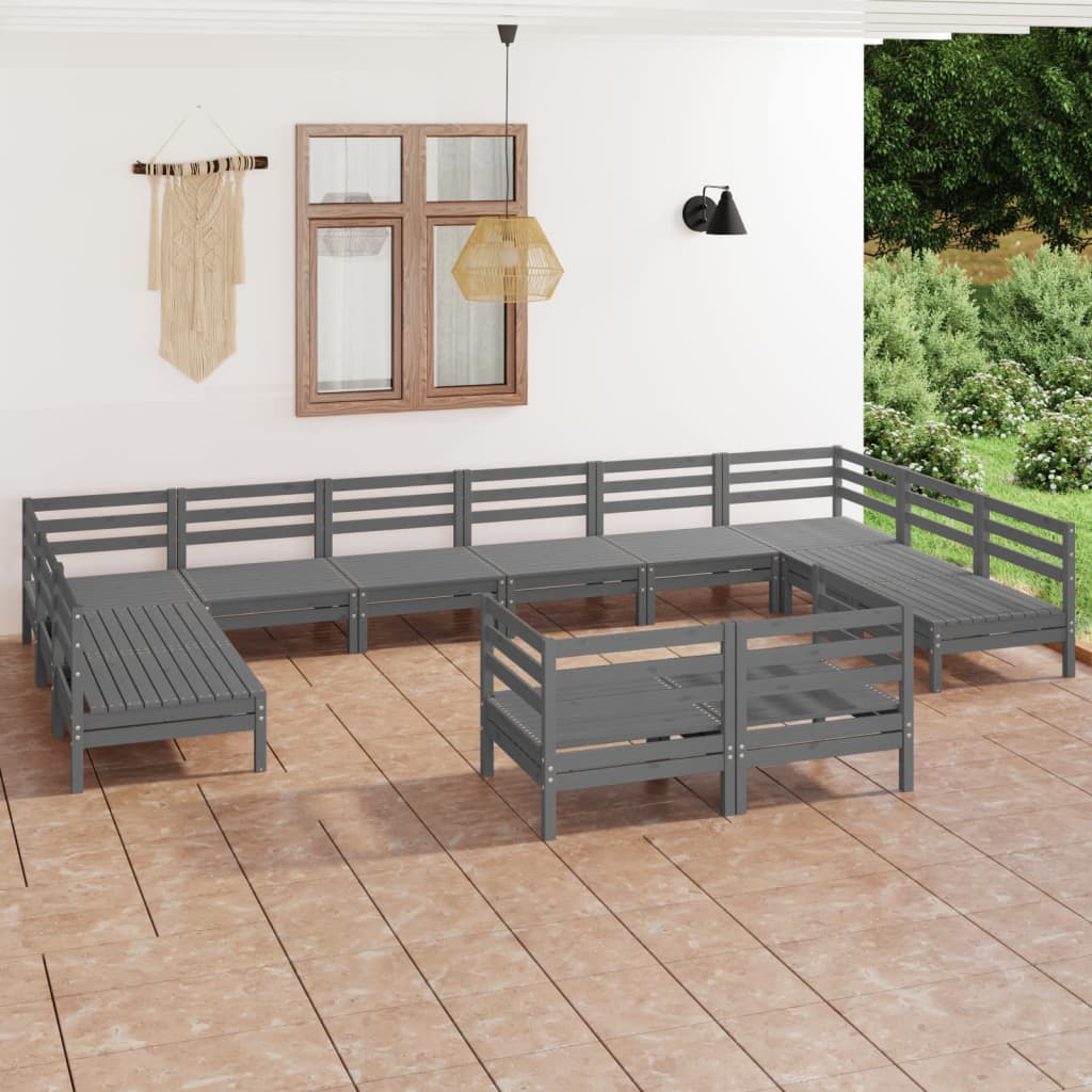 vidaXL 12-tlg. Garten-Lounge-Set Massivholz Kiefer