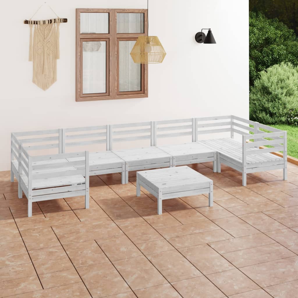 vidaXL 8-tlg. Garten-Lounge-Set Weiß Massivholz Kiefer