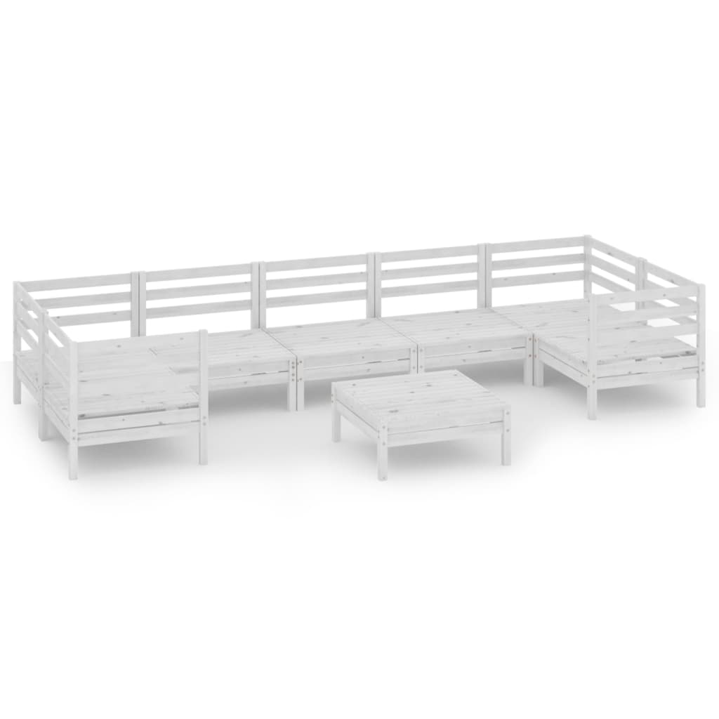 vidaXL 8-tlg. Garten-Lounge-Set Weiß Massivholz Kiefer