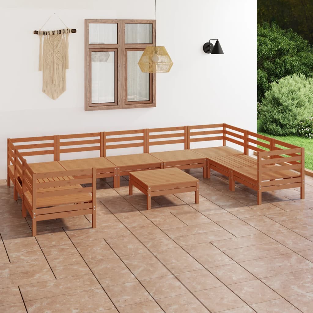 vidaXL 10-tlg. Garten-Lounge-Set Massivholz Kiefer