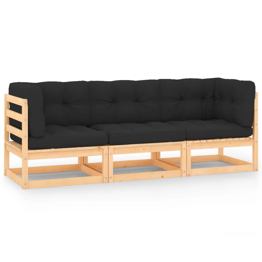 vidaXL Outdoor-Sofa 3-Sitzer Massivholz Kiefer