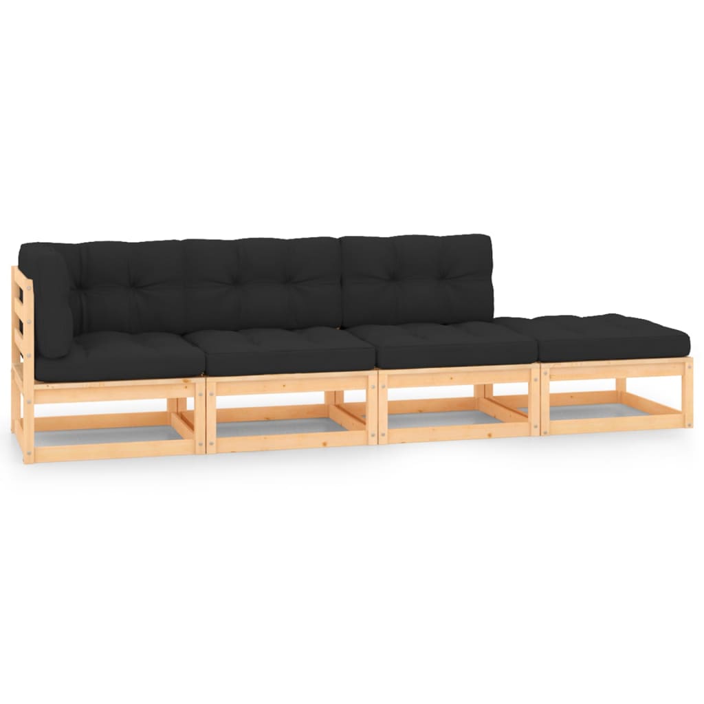 vidaXL 4-tlg. Garten-Lounge-Set Massivholz Kiefer