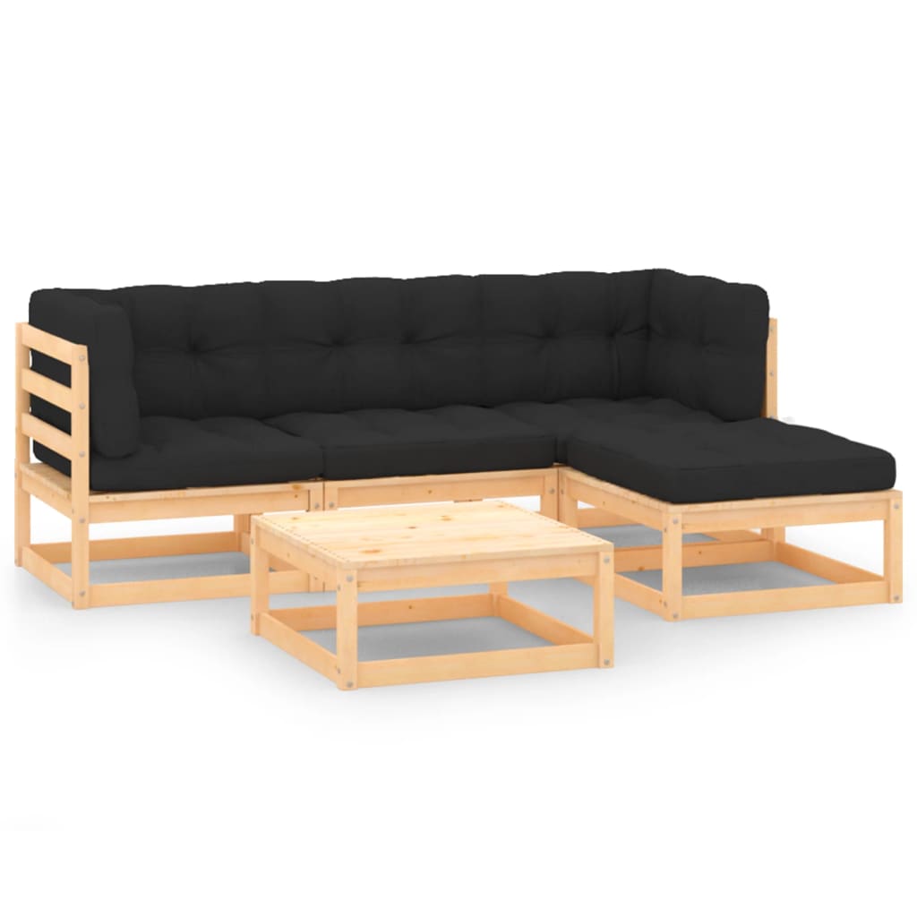vidaXL 5-tlg. Garten-Lounge-Set Massivholz Kiefer