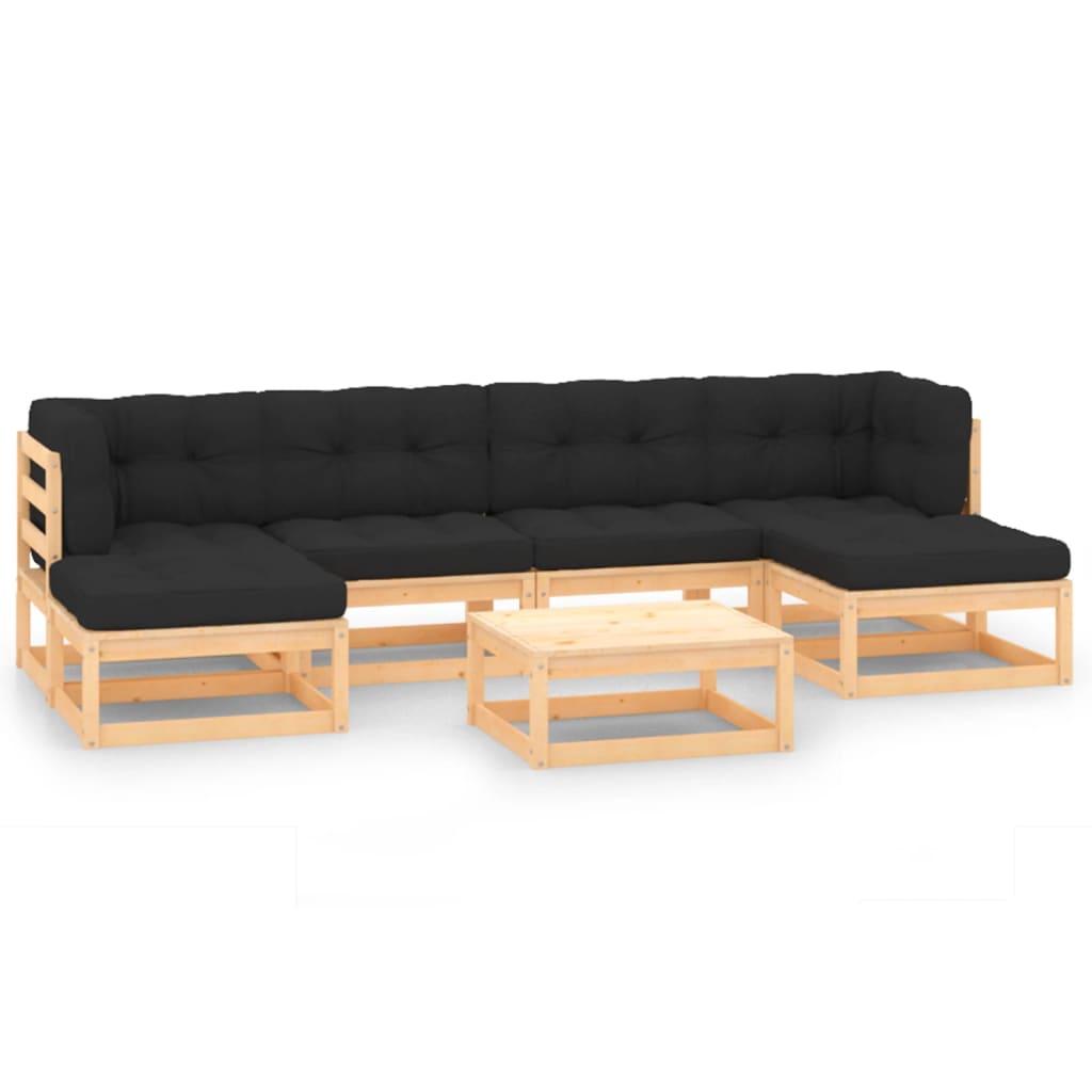 vidaXL 7-tlg. Garten-Lounge-Set Massivholz Kiefer