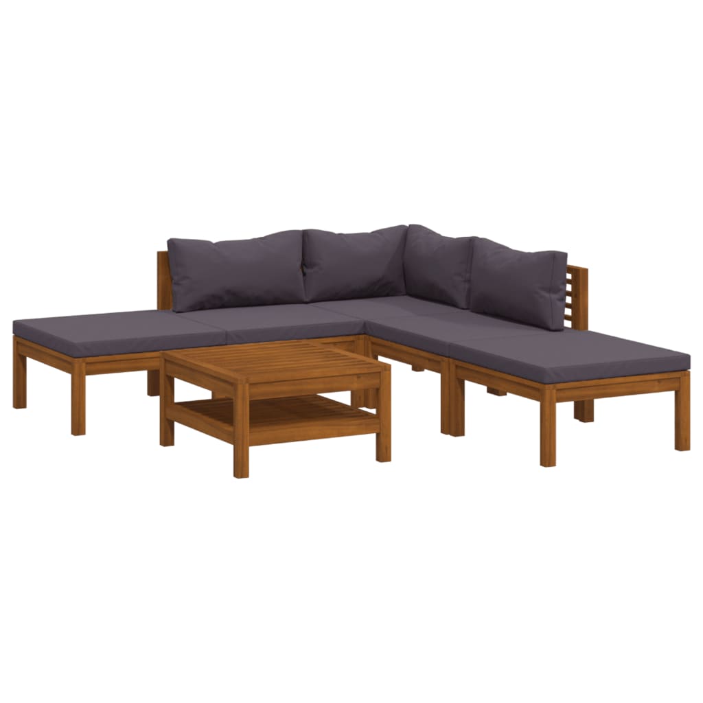 vidaXL 6-tlg. Garten-Lounge-Set mit Auflage Massivholz Akazie