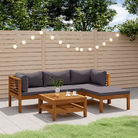 vidaXL 6-tlg. Garten-Lounge-Set mit Auflage Massivholz Akazie