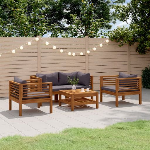 vidaXL 6-tlg. Garten-Lounge-Set mit Auflage Massivholz Akazie