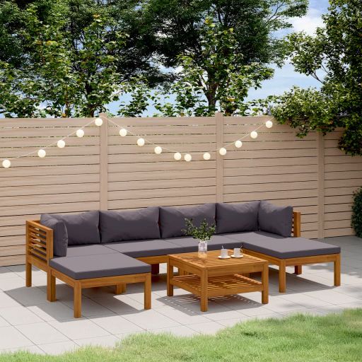 vidaXL 6-tlg. Garten-Lounge-Set mit Auflage Massivholz Akazie