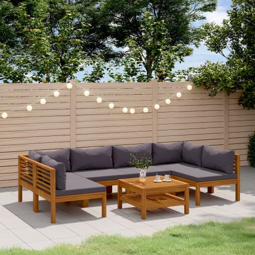 vidaXL 6-tlg. Garten-Lounge-Set mit Auflage Massivholz Akazie