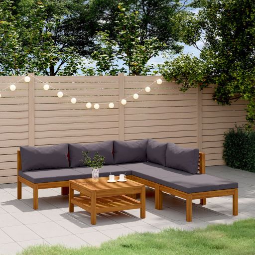 vidaXL 6-tlg. Garten-Lounge-Set mit Auflage Massivholz Akazie