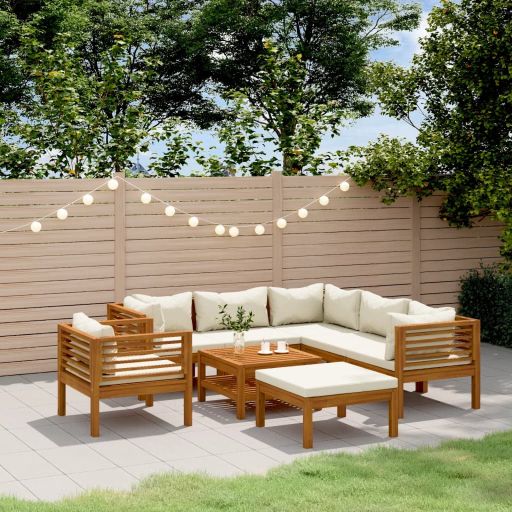 vidaXL 6-tlg. Garten-Lounge-Set mit Auflage Massivholz Akazie