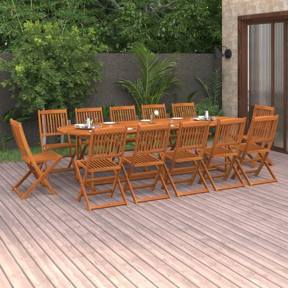 vidaXL 11-tlg. Garten-Essgruppe 280x90x75 cm Massivholz Akazie