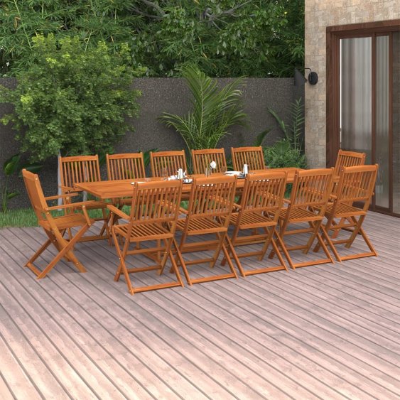 vidaXL 11-tlg. Garten-Essgruppe 280x90x75 cm Massivholz Akazie
