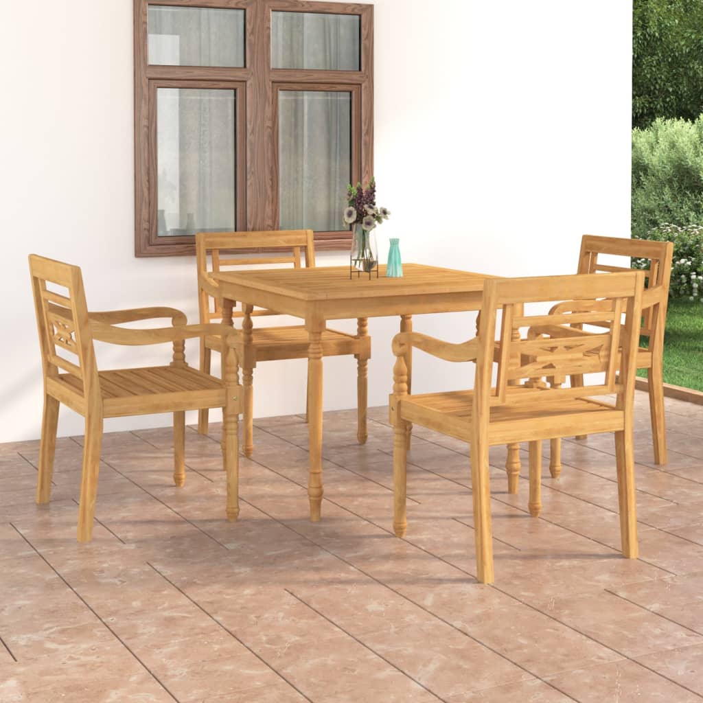vidaXL 3-tlg. Garten-Essgruppe Massivholz Teak
