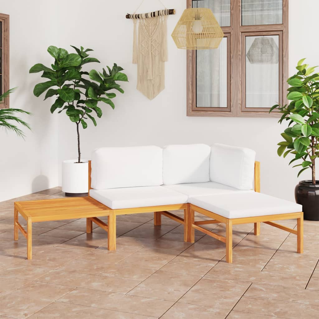 vidaXL 6-tlg. Garten-Lounge-Set mit Creme Kissen Massivholz Teak
