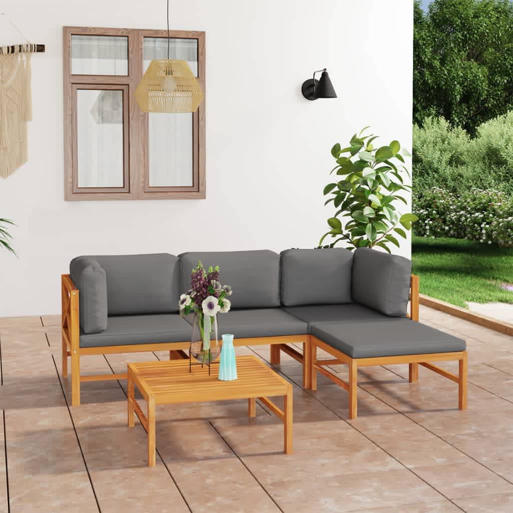 vidaXL 6-tlg. Garten-Lounge-Set mit Creme Kissen Massivholz Teak