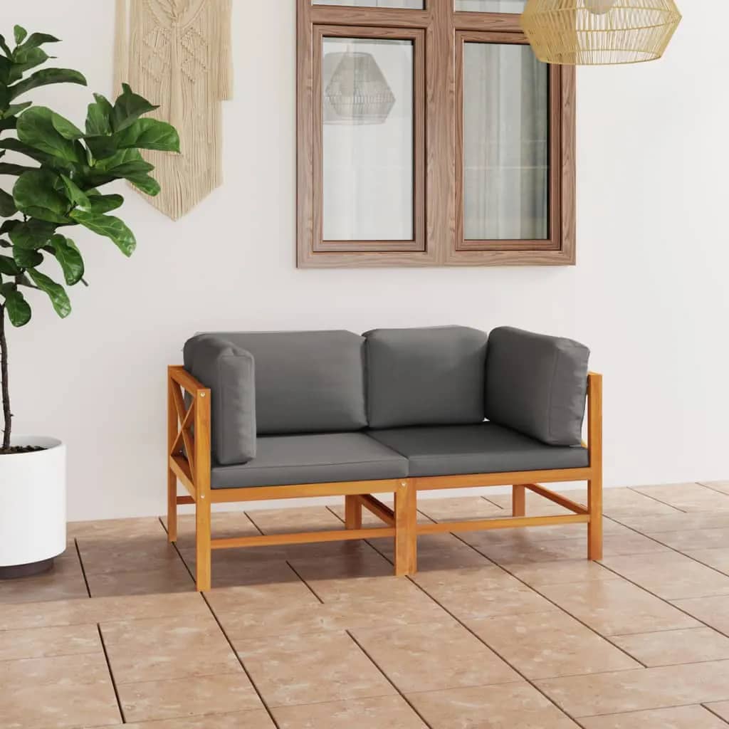 vidaXL 6-tlg. Garten-Lounge-Set mit Creme Kissen Massivholz Teak