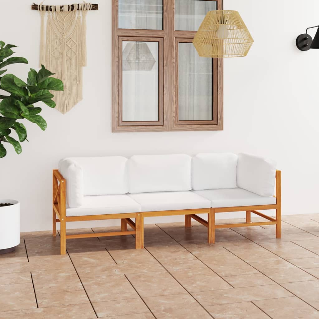vidaXL 6-tlg. Garten-Lounge-Set mit Creme Kissen Massivholz Teak
