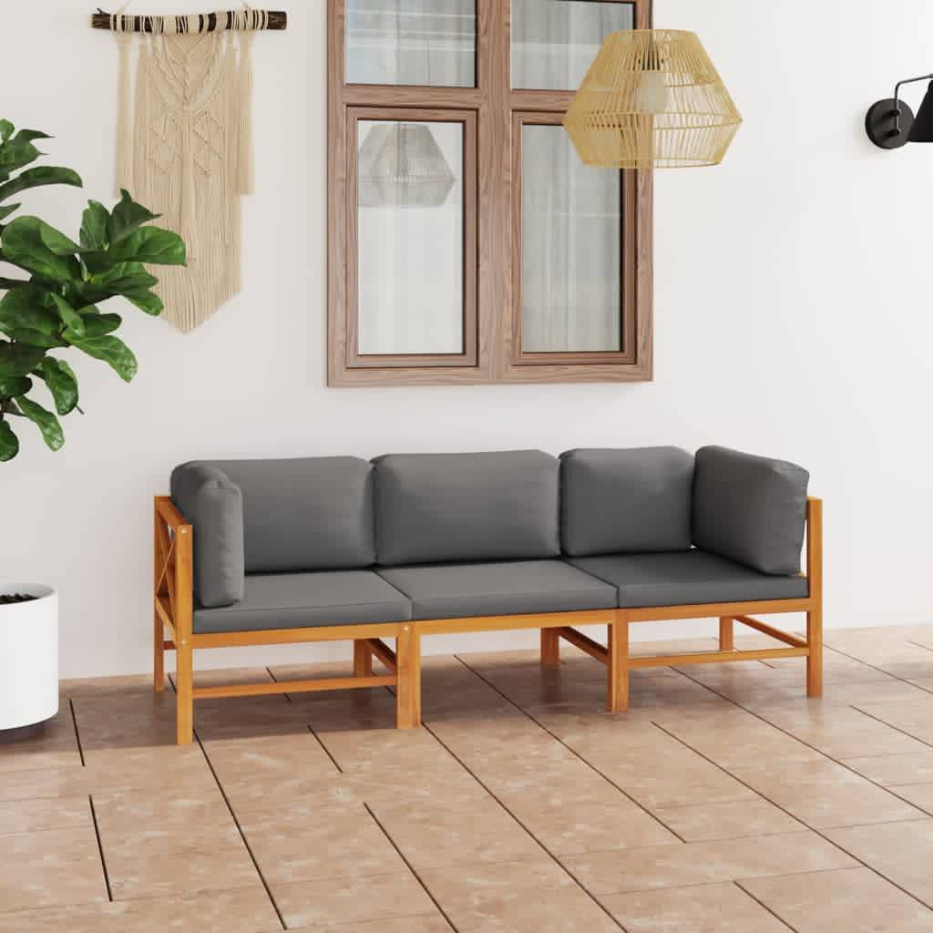 vidaXL 6-tlg. Garten-Lounge-Set mit Creme Kissen Massivholz Teak