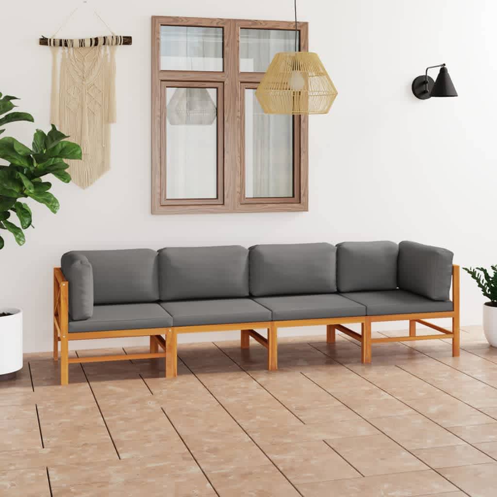vidaXL 6-tlg. Garten-Lounge-Set mit Creme Kissen Massivholz Teak