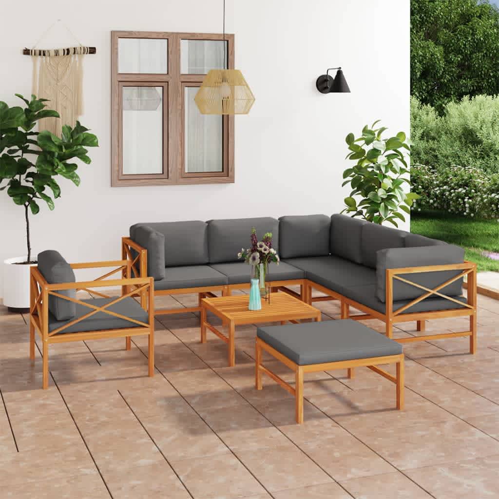 vidaXL 6-tlg. Garten-Lounge-Set mit Creme Kissen Massivholz Teak