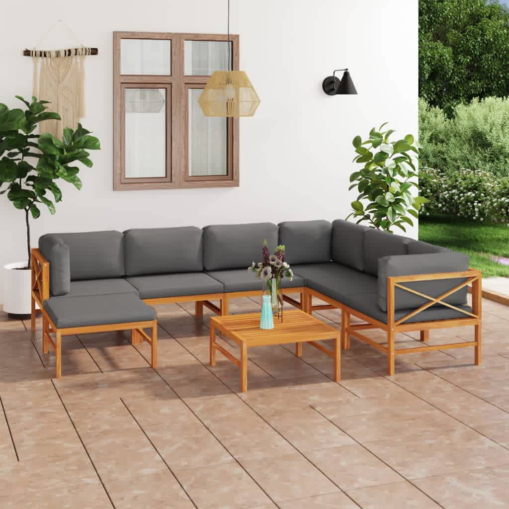 vidaXL 6-tlg. Garten-Lounge-Set mit Creme Kissen Massivholz Teak