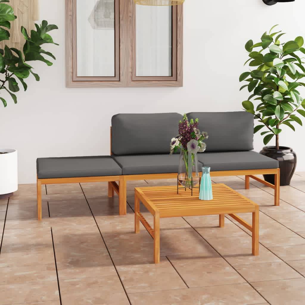 vidaXL 6-tlg. Garten-Lounge-Set mit Creme Kissen Massivholz Teak