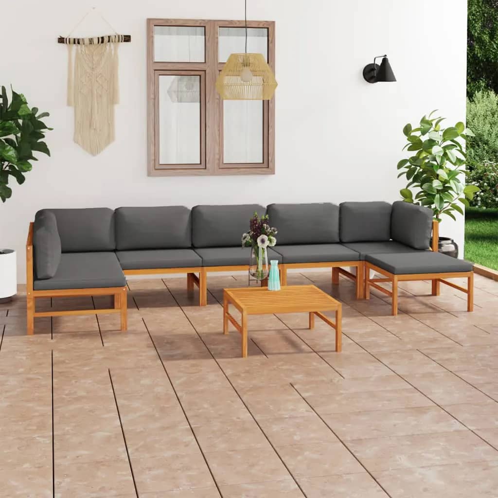 vidaXL 6-tlg. Garten-Lounge-Set mit Creme Kissen Massivholz Teak