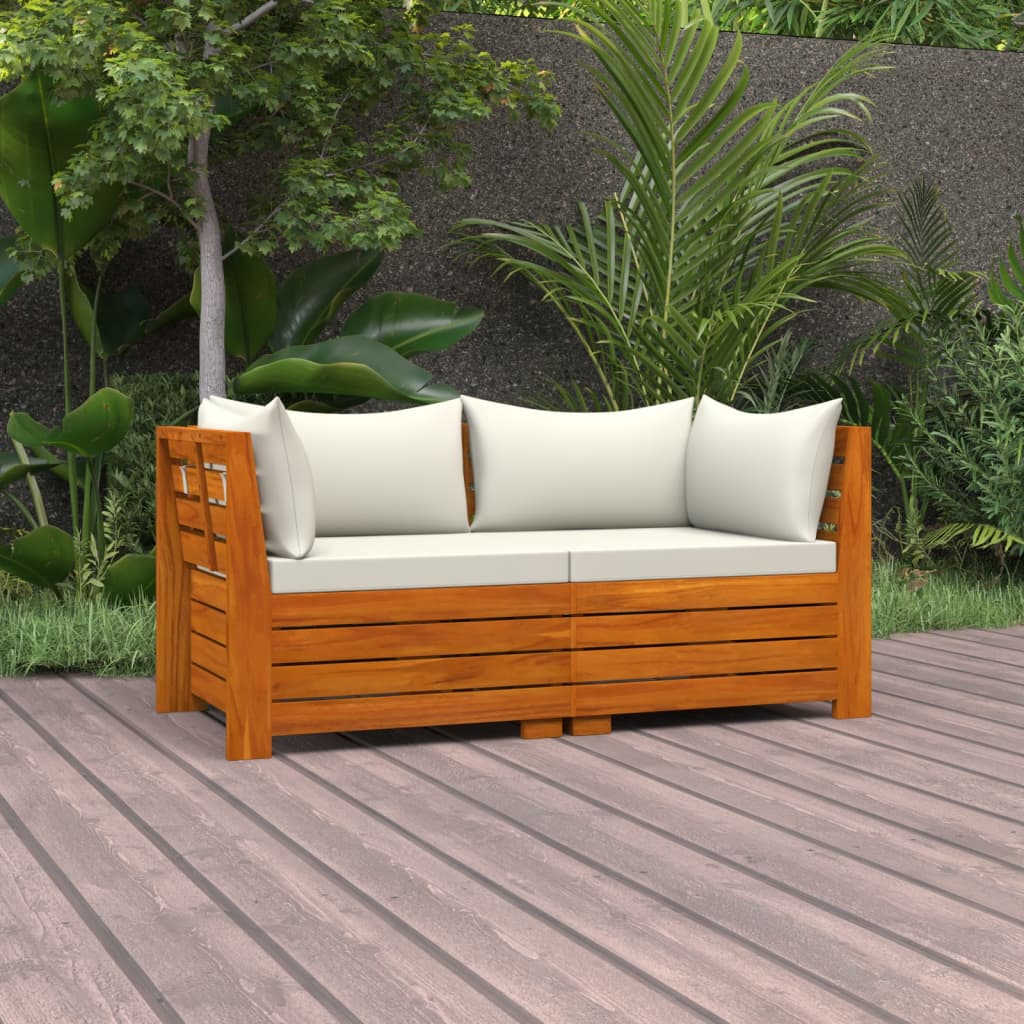vidaXL 2-Sitzer-Gartensofa mit Kissen Massivholz Akazie