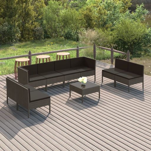 vidaXL 6-tlg. Garten-Lounge-Set mit Auflagen Poly Rattan Grau