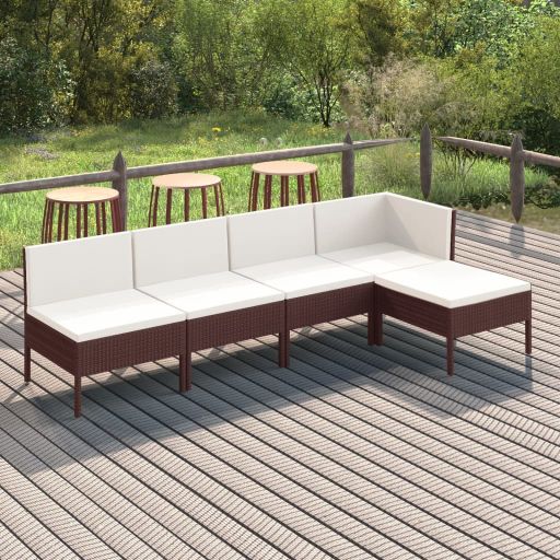 vidaXL 6-tlg. Garten-Lounge-Set mit Auflagen Poly Rattan Braun